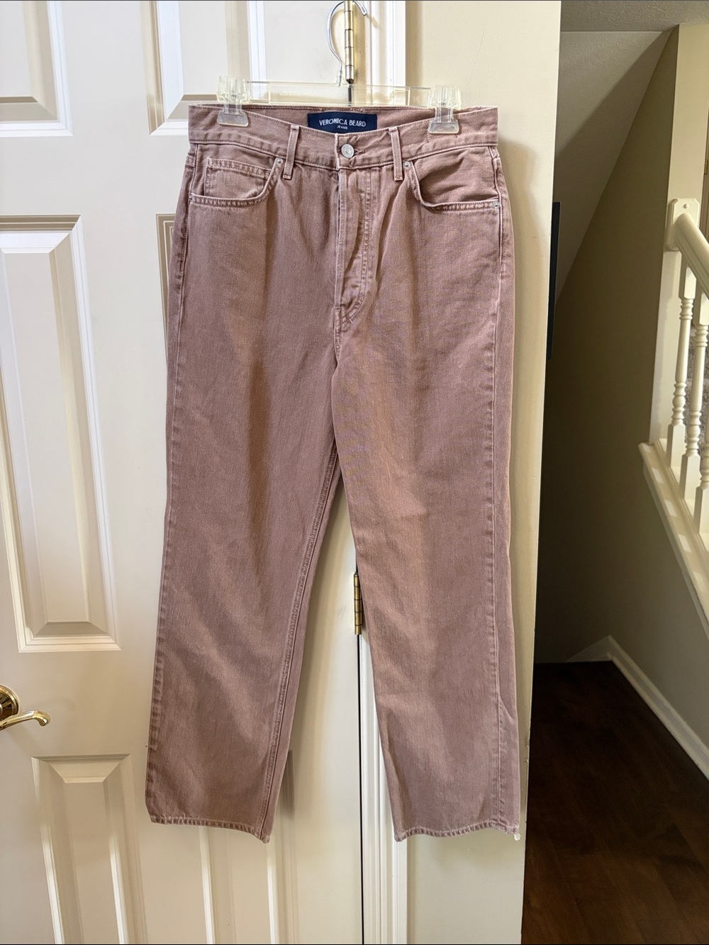 Veronica Beard tan sierra Daniela Straight Leg  ankle High rise Jeans, 28